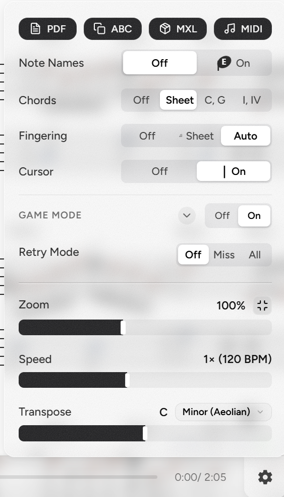 Settings Menu