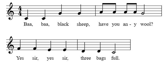 Baa Baa Black Sheep piano sheet music preview