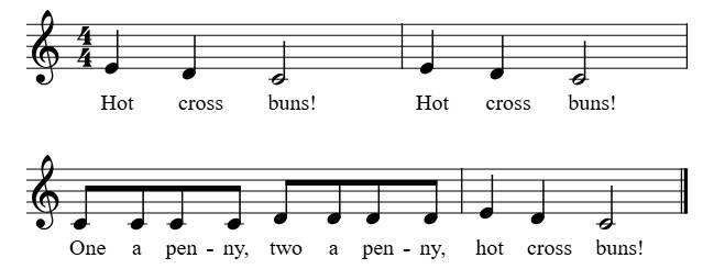Hot Cross Buns piano sheet music preview