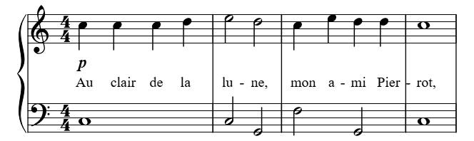 Au Clair de la Lune piano sheet music preview