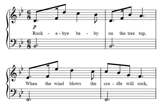 Rock a Bye Baby piano sheet music preview