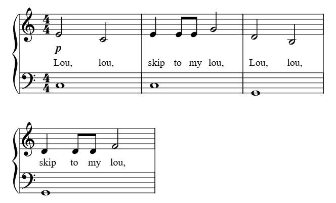 Skip to My Lou (Simple Harmony) piano sheet music preview