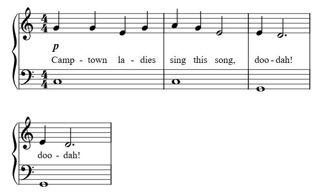 Camptown Races (Simple Harmony) piano sheet music preview