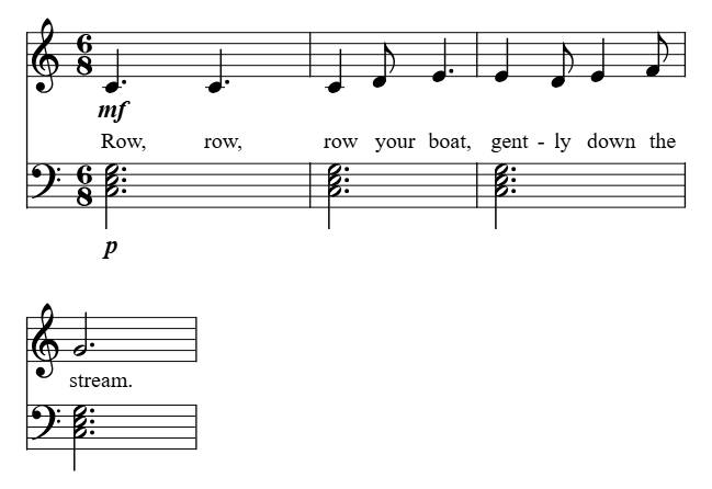 Row Row Row Your Boat (Basic Chords) piano sheet music preview