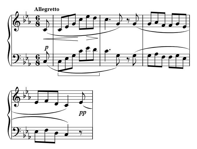 Schubert - Allegretto in C Minor piano sheet music preview