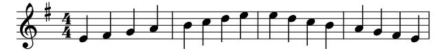 Minor E Easy piano sheet music preview